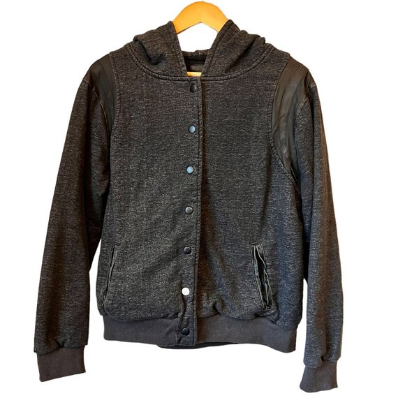 Hurley Mens Jacket Black Pockets Long Sleeve Button Front Hooded Size Large - Picture 1 of 12